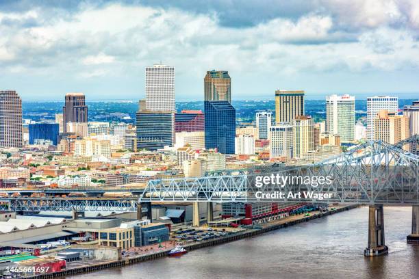 new orleans skyline - helicopter point of view stock pictures, royalty-free photos & images