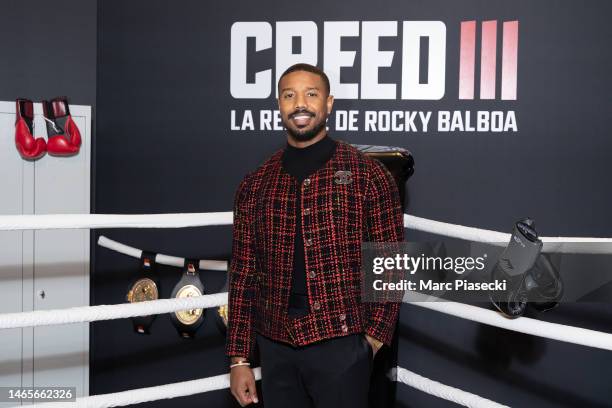 Actor and Director Michael B. Jordan attends the "Creed III" photocall at Le Grand Rex on February 13, 2023 in Paris, France.