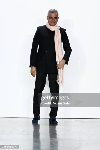 Designer Bibhu Mohapatra walks the runway for Bibhu Mohapatra during New York Fashion Week: The Shows at Gallery at Spring Studios on February 13,...