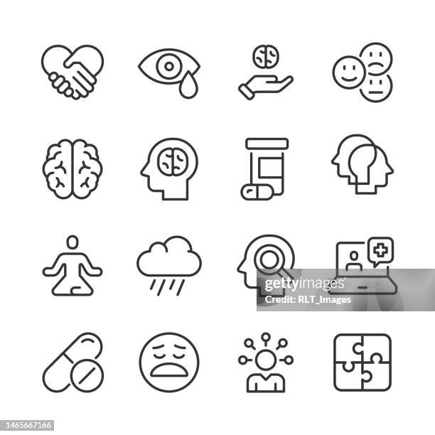ilustrações de stock, clip art, desenhos animados e ícones de mental health icons — monoline series - doença mental