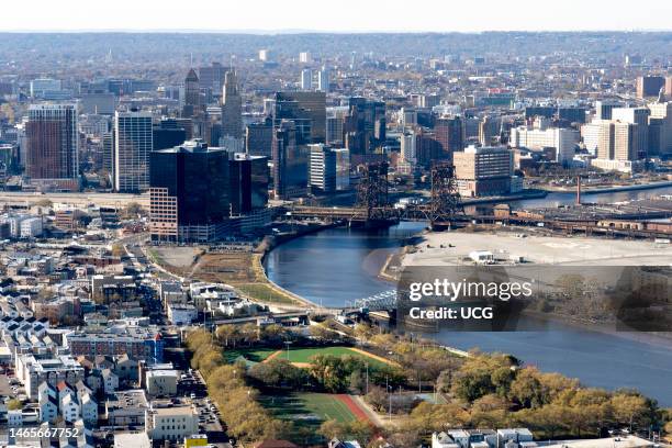 Downtown Newark, New Jersey and Passaic River..