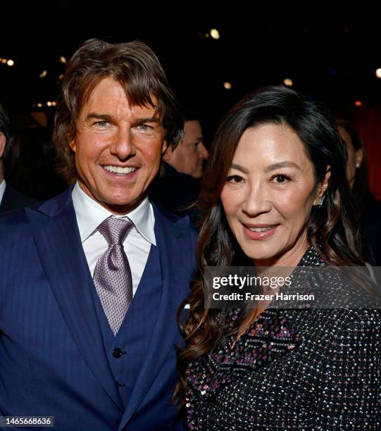 Tom Cruise and Michelle Yeoh attend the 95th Annual Oscars Nominees Luncheon at The Beverly Hilton on February 13, 2023 in Beverly Hills, California.