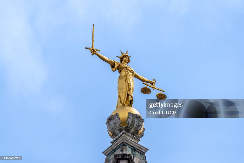 Statue of Lady Justice atop the Old Bailey Statue in London
