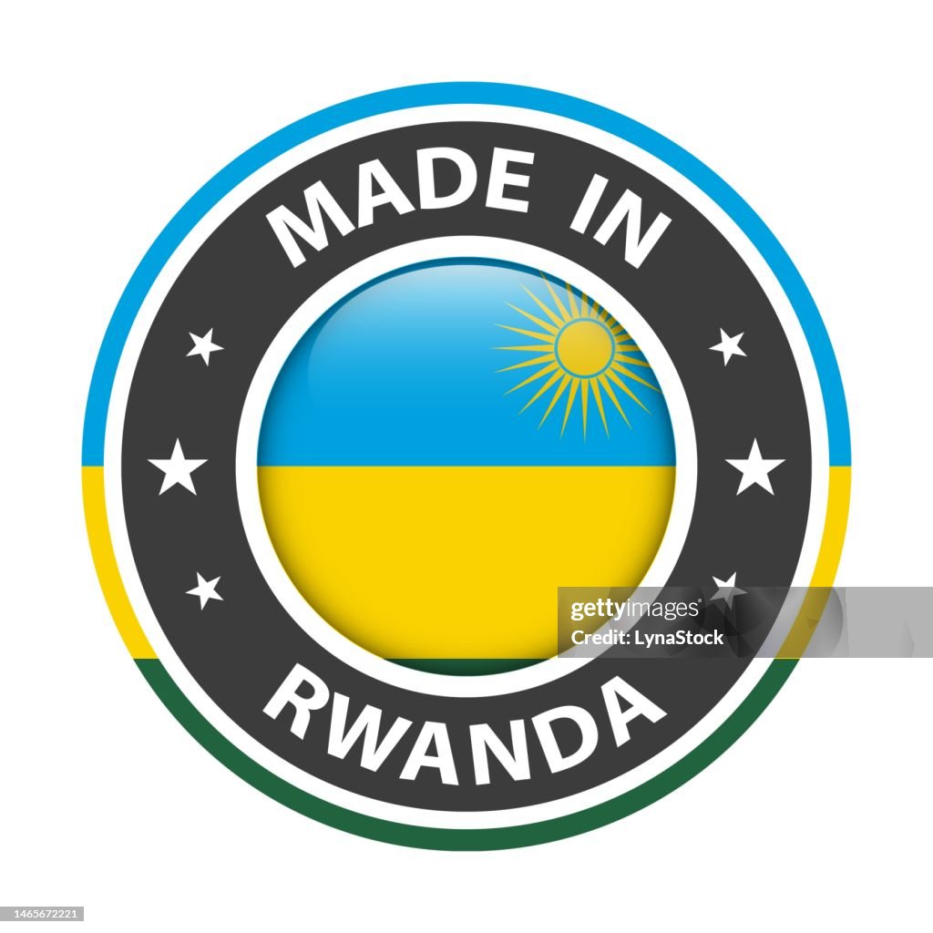 Made In Rwanda Badge Vector Sticker With Stars And National Flag Sign ...