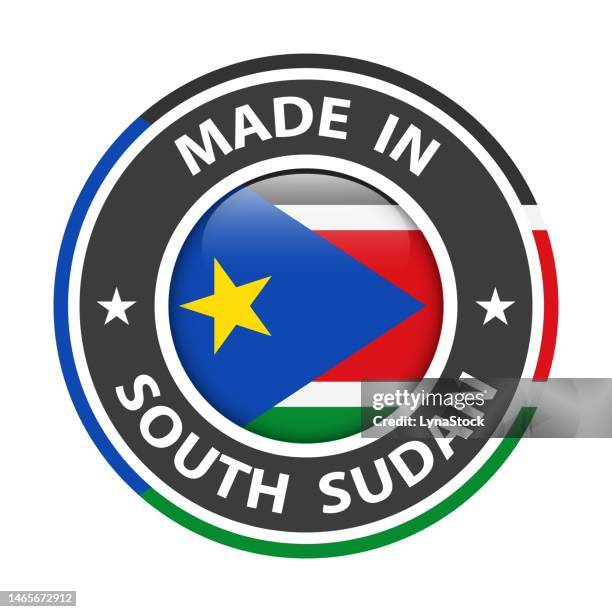 made in south sudan badge vector. sticker with stars and national flag. sign isolated on white background. - south sudan stock illustrations