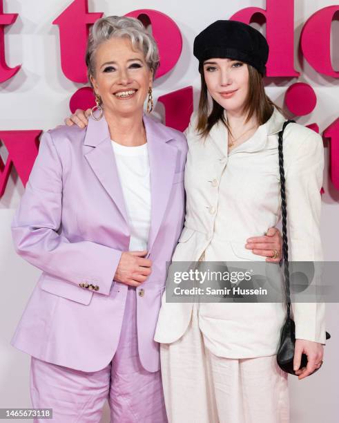 Emma Thompson and daughter Gaia Wise attend the "What's Love Got To Do With It?" UK Premiere at Odeon Luxe Leicester Square on February 13, 2023 in...