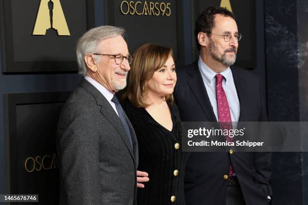 Steven Spielberg, Kristie Macosko Krieger and Tony Kushner attend the 95th Annual Oscars Nominees Luncheon at The Beverly Hilton on February 13, 2023...