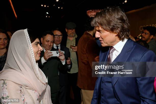 Malala Yousafzai and Tom Cruise attend the 95th Annual Oscars Nominees Luncheon at The Beverly Hilton on February 13, 2023 in Beverly Hills,...