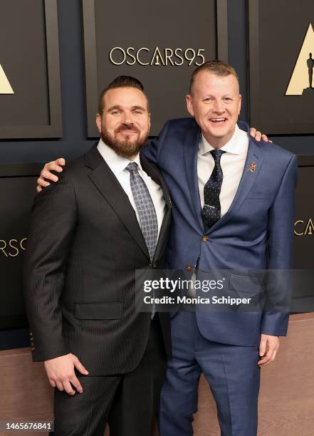 Joel Crawford and Mark Swift attend the 95th Annual Oscars Nominees Luncheon at The Beverly Hilton on February 13, 2023 in Beverly Hills, California.