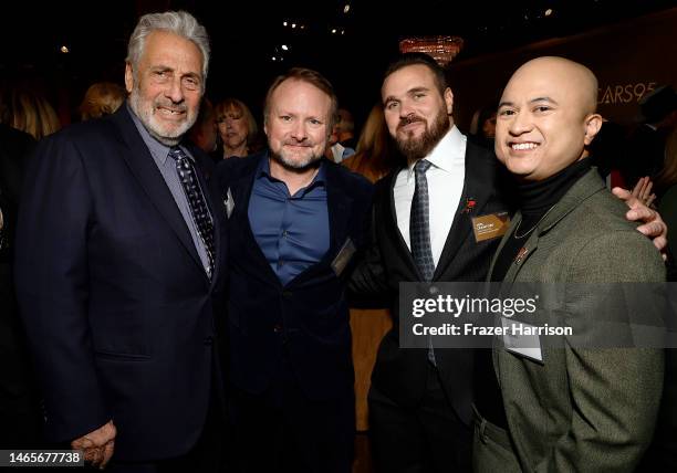 Hawk Koch, Rian Johnson, Joel Crawford, and Januel Mercado attend the 95th Annual Oscars Nominees Luncheon at The Beverly Hilton on February 13, 2023...