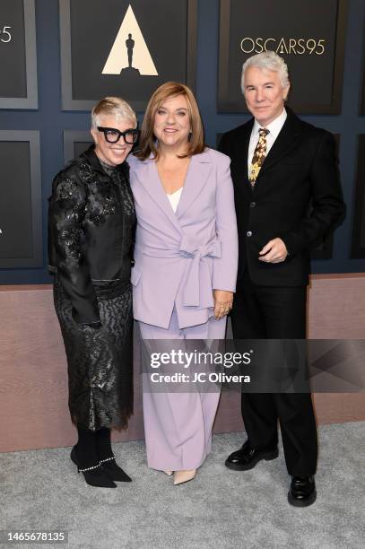 Catherine Martin, Gail Berman, and Baz Luhrmann attend the 95th Annual Oscars Nominees Luncheon at The Beverly Hilton on February 13, 2023 in Beverly...