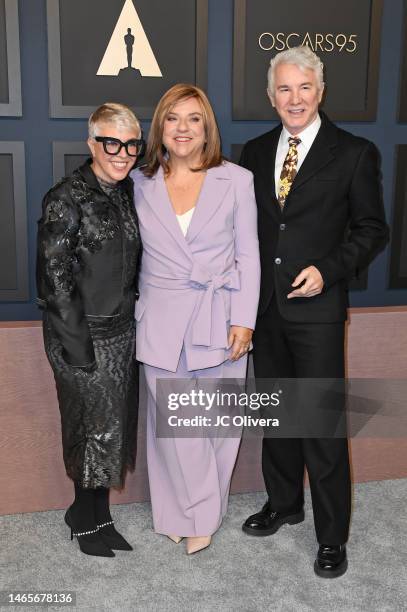 Catherine Martin, Gail Berman, and Baz Luhrmann attend the 95th Annual Oscars Nominees Luncheon at The Beverly Hilton on February 13, 2023 in Beverly...
