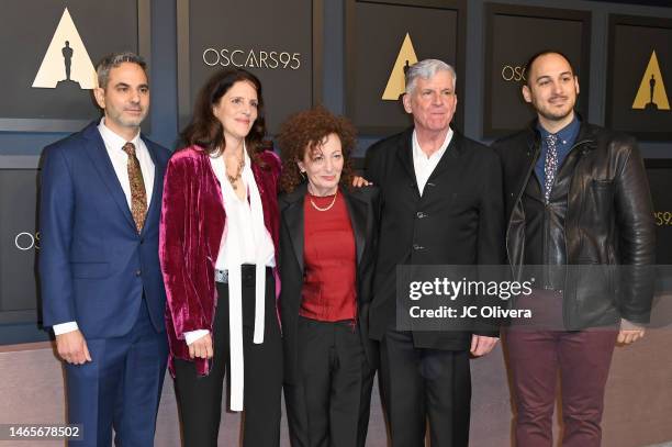 Howard Gertler, Laura Poitras, Nan Goldin, John Lyons, and Yoni Golijovattend the 95th Annual Oscars Nominees Luncheon at The Beverly Hilton on...