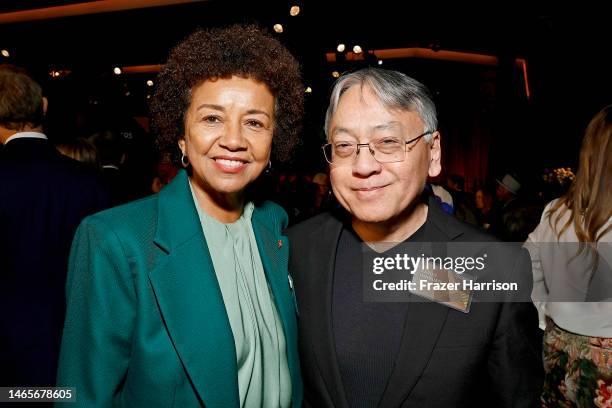 Kazuo Ishiguro and guest attend the 95th Annual Oscars Nominees Luncheon at The Beverly Hilton on February 13, 2023 in Beverly Hills, California.