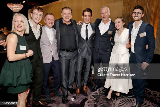 Cleona Ní Chrualaoí, Ross White, Colm Bairéad, Brendan Gleeson, Colin Farrell, Martin McDonagh, Kerry Condon, and Tom Berkeley attend the 95th Annual...