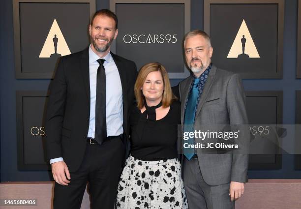 Dylan Cole, Vanessa Cole, and Ben Procter attend the 95th Annual Oscars Nominees Luncheon at The Beverly Hilton on February 13, 2023 in Beverly...