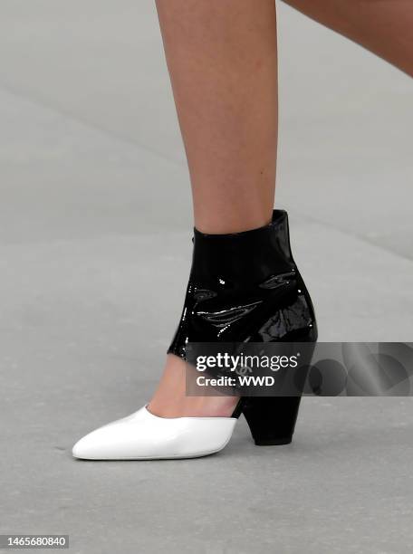 Model on the catwalk, shoe detail