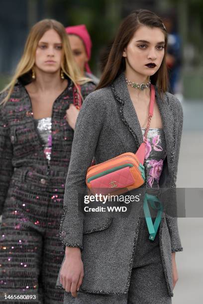 Model on the catwalk, fashion detail