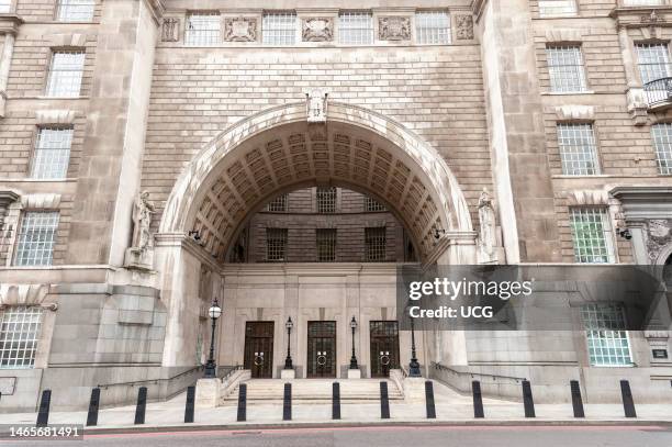 Building at Thames House on Millbank, London, UK.
