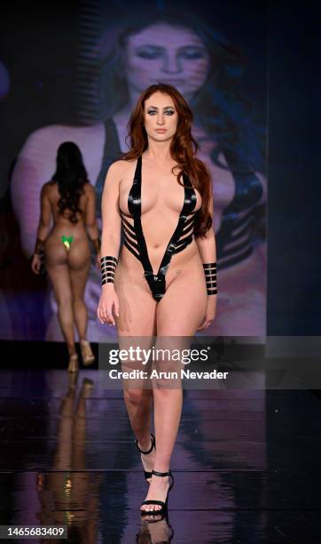 Model walks the runway wearing Black Tape Project during New York Fashion Week Powered by Art Hearts Fashion at The Angel Orensanz Foundation on...