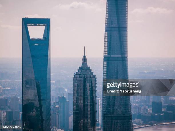 shanghai buildings and skyline - jin mao tower stock pictures, royalty-free photos & images