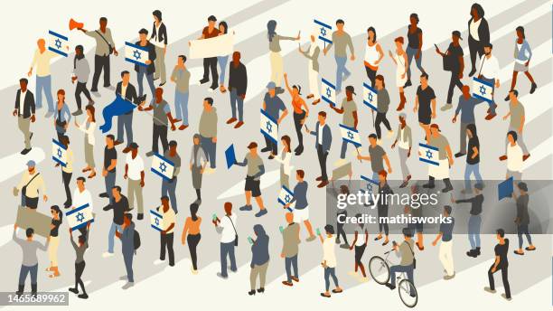 stockillustraties, clipart, cartoons en iconen met israel protest - israëlische vlag