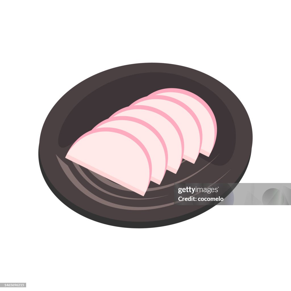 Japanese Food, Kamaboko. Kamaboko on Plate.