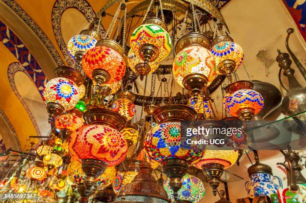 Colorful lights in the Grand Bazaar, Istanbul, Turkey.