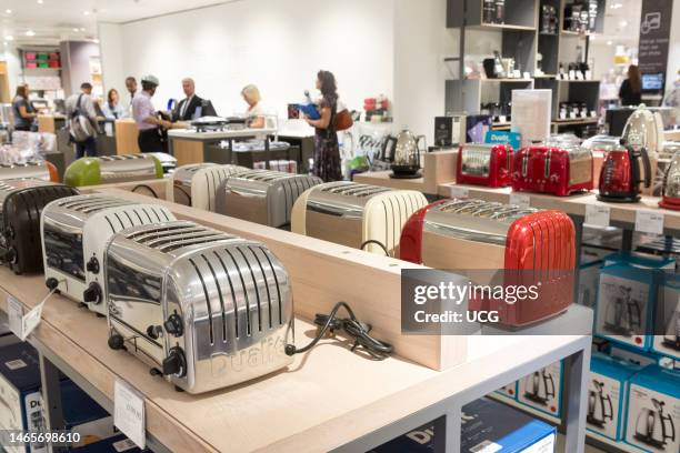 Toasters in the kitchen section of John Lewis, Oxford Street, London, England, UK.