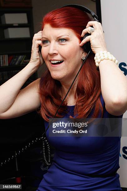 Actress Kate Flannery visits SiriusXM OutQ's Frank DeCaro Show to promote her new TV Guide Channel show "Standup in Stilettos" at the SiriusXM Studio...