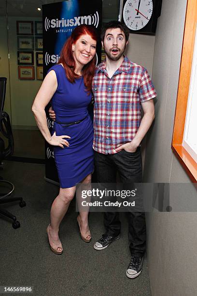 Actress Kate Flannery and SiriusXM host Mark Seman at the SiriusXM Studio on June 19, 2012 in New York City.