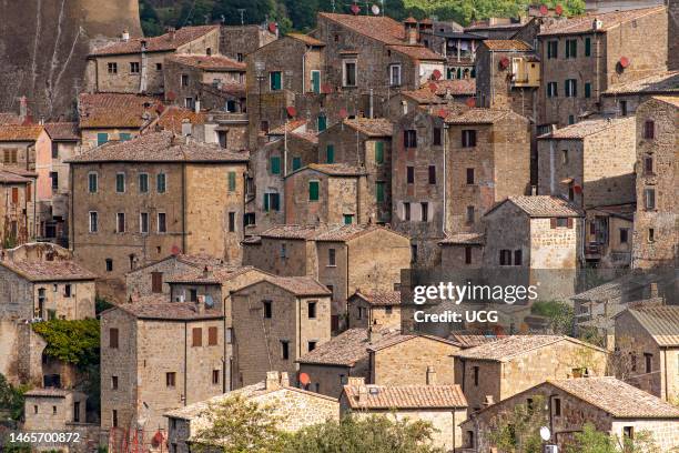 Medieval houses, Sorano, Tuscany, Italy.