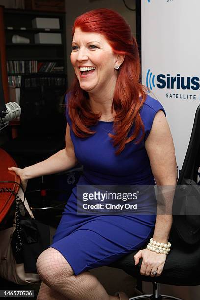 Actress Kate Flannery visits SiriusXM OutQ's Frank DeCaro Show to promote her new TV Guide Channel show "Standup in Stilettos" at the SiriusXM Studio...