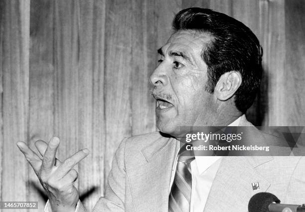 Guatemalan President Efrain Rios Montt speaks during a press conference, Guatemala City, Guatemala, January 1983.