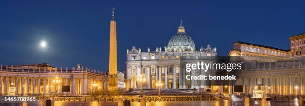 basílica de san pedro plaza del vaticano roma panorama - vatican fotografías e imágenes de stock