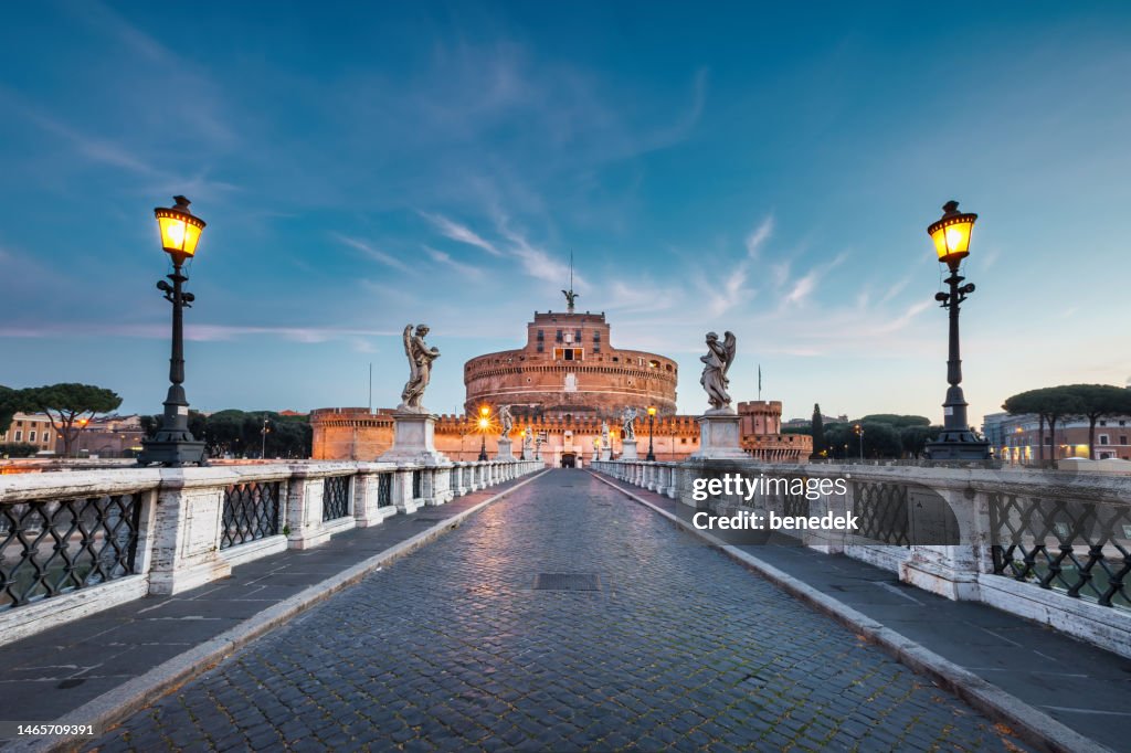 Ponte Castel Sant Angelo Rome Italy Night