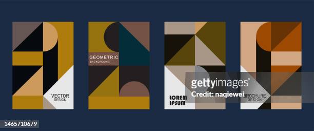 vector retro color block geometric minimalism covers banner template design background - annual stock illustrations
