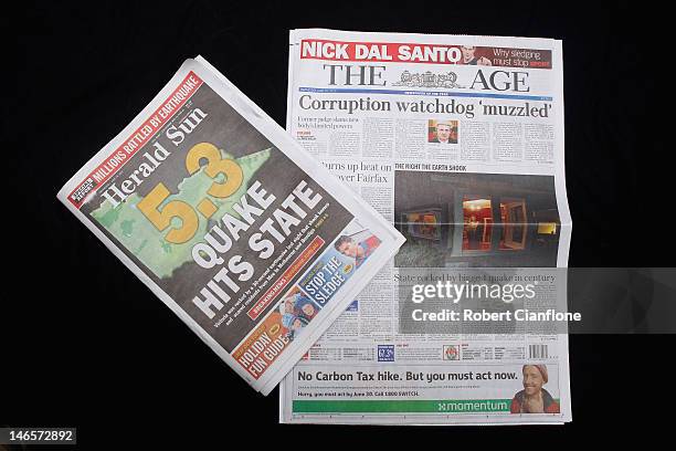 The AGE newspaper is seen next to News Limited newspaper The Herald Sun on June 20, 2012 in Melbourne, Australia. Fairfax media group this week...