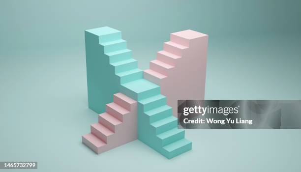 concept of stairs, ladders and choice, crossroads , 3d render - wrong direction stock pictures, royalty-free photos & images