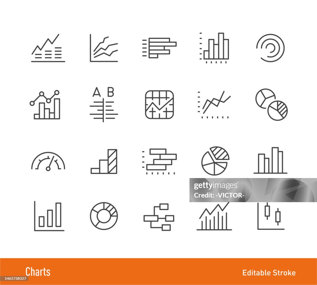 Charts Icons - Editable Stroke - Line Icon Series