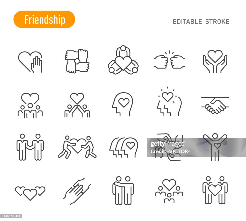 Friendship Icons - Line Series - Editable Stroke
