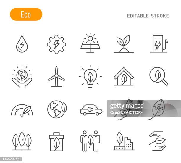 ilustrações, clipart, desenhos animados e ícones de eco icons - série linha - traçado editável - ecoturismo