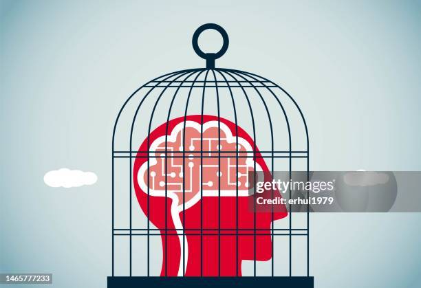 suppressed artificial intelligence - birdcage stock illustrations