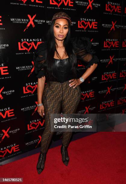 Karlie Redd attends the Atlanta premiere of "Strange Love" at Regal Hollywood on February 13, 2023 in Chamblee, Georgia.