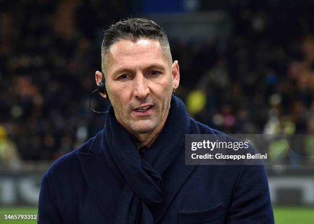 Guest Marco Materazzi former FC Internazionale player and World Cup Winner with Italy pictured pitchside prior to kick off in the Serie A match...