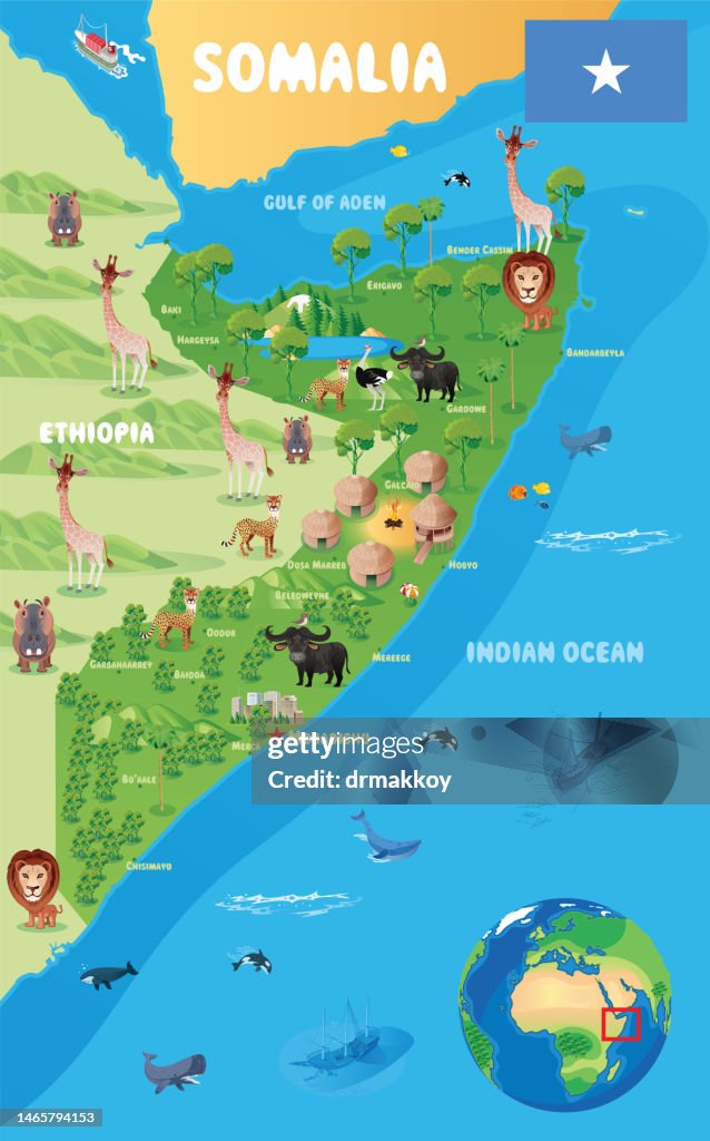 Cartoon Map of Somalia