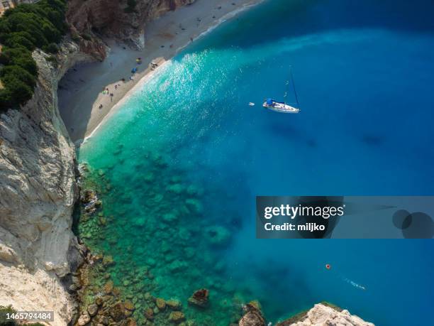 beautiful beaches and coast of ionian island - levkas stock pictures, royalty-free photos & images