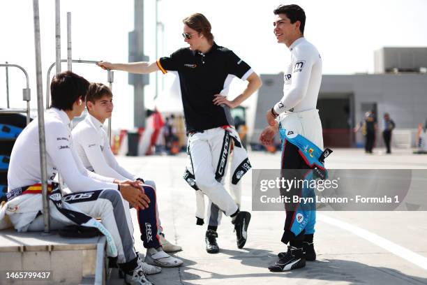 Josep Maria Marti of Spain and Campos Racing , Nikita Bedrin of Italy and Jenzer Motorsport , Christian Mansell of Great Britain and Campos Racing ,...