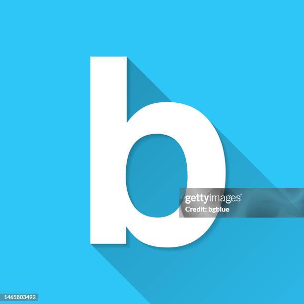 letter b. icon on blue background - flat design with long shadow - b logo vector stock illustrations