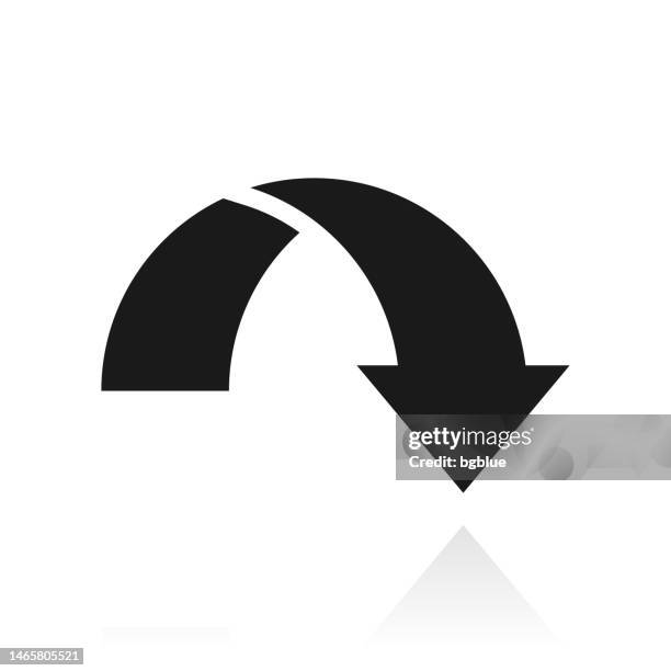 decrease. icon with reflection on white background - moving down stock illustrations
